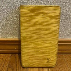 Authentic Louis Vuitton Yellow Epi Leather Women’s Checkbook Card Holder